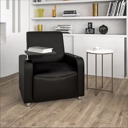 Faux Leather Guest Chair With Table
