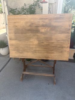Vintage Adjustable Mayline Wood Drafting Table Kitchen Island Painters Table Puzzle Table
