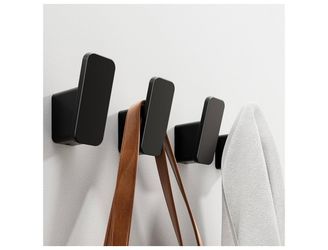 4-Pack Matte Black Towel Hook for Bathroom, Robe Coat Hook, Heavy Duty Wall Hooks for Hanging Bag Hat Mudroom Bedroom Shower Closet, Drill in Hanger M