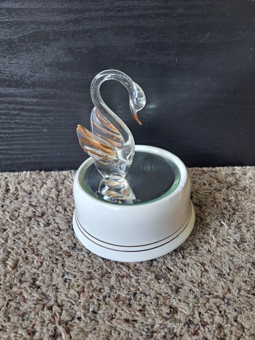 Small Glass Swan Music Player