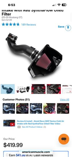 05-09 mustang air raid cold air intake