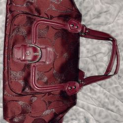 Coach F26243 Campbell Satchel Maroon with Matching Wallet - Authentic Coach Bag