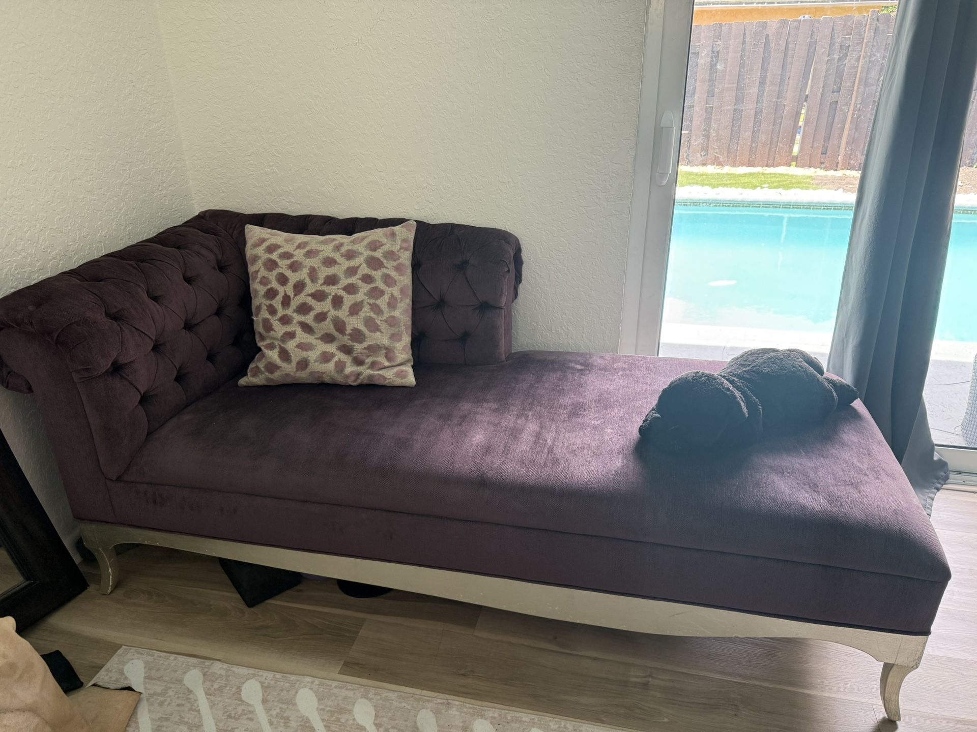 Purple Tufted Chaise Lounge Couch