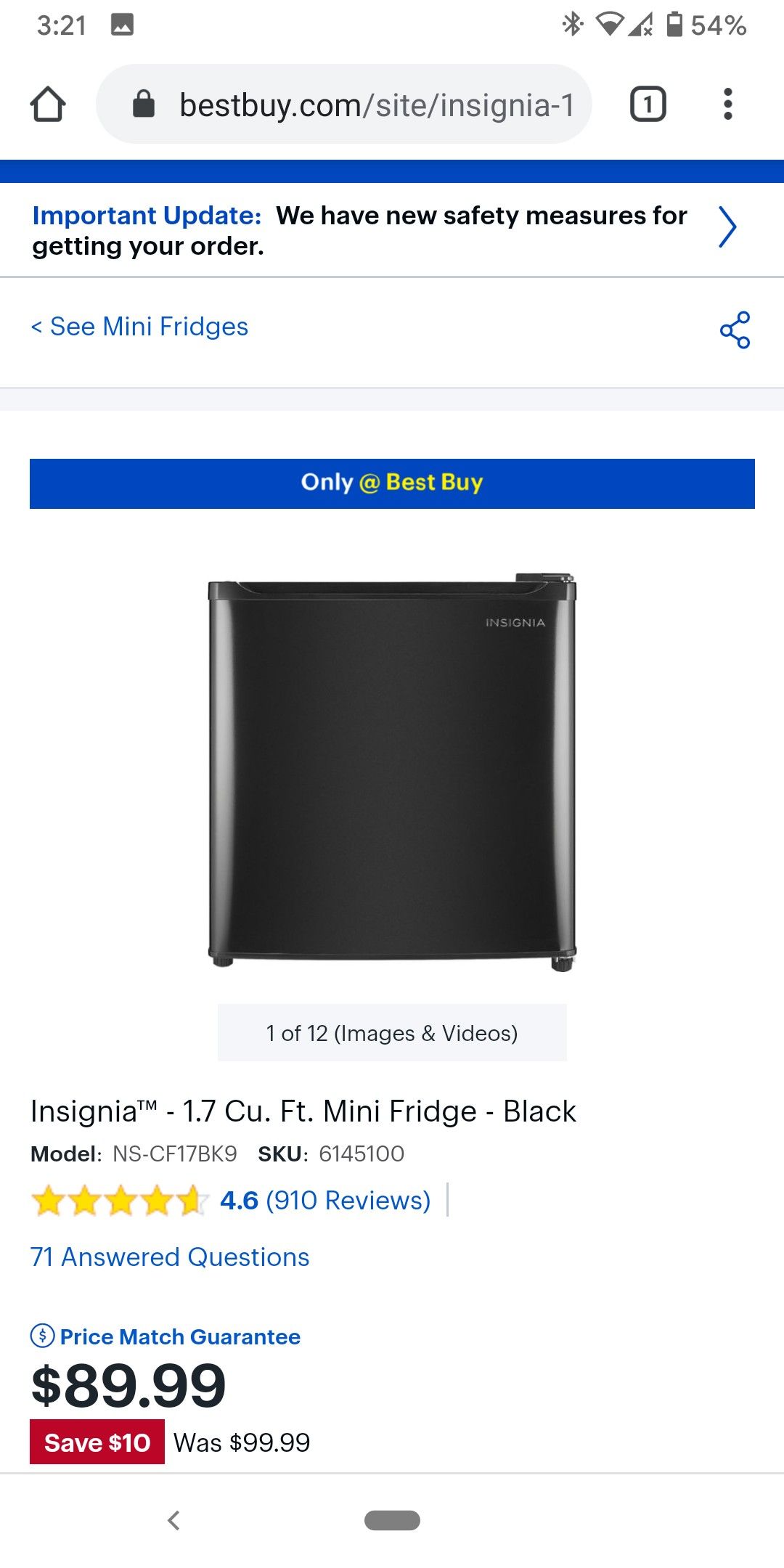Insignia™ - 1.7 Cu. Ft. Mini Fridge - Black