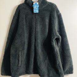 Magcomsen men’s fluffy fuzzy sherpa fleece jacket coat hoodie gray.2X