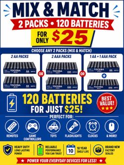 🔋 AA & AAA Battery Packs – Mix & Match | 120 Batteries for $25 | Brand New & Sealed