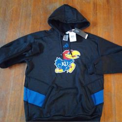 $80 New Tags Men's Size Medium Kansas Jayhawks Hoodie Pullover Adidas 