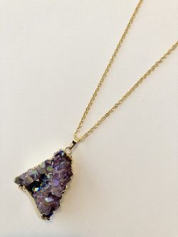 Amethyst Cluster Necklace 24k Gold Plated Chain✨NEW✨
