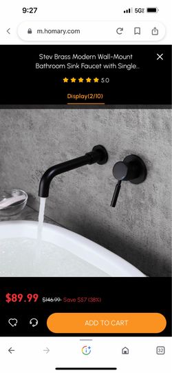 Stev Brass Modern Wall-Mount Bathroom Sink Faucet with Single Black And Gold B68