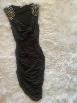 Black Ruched Studded Dress