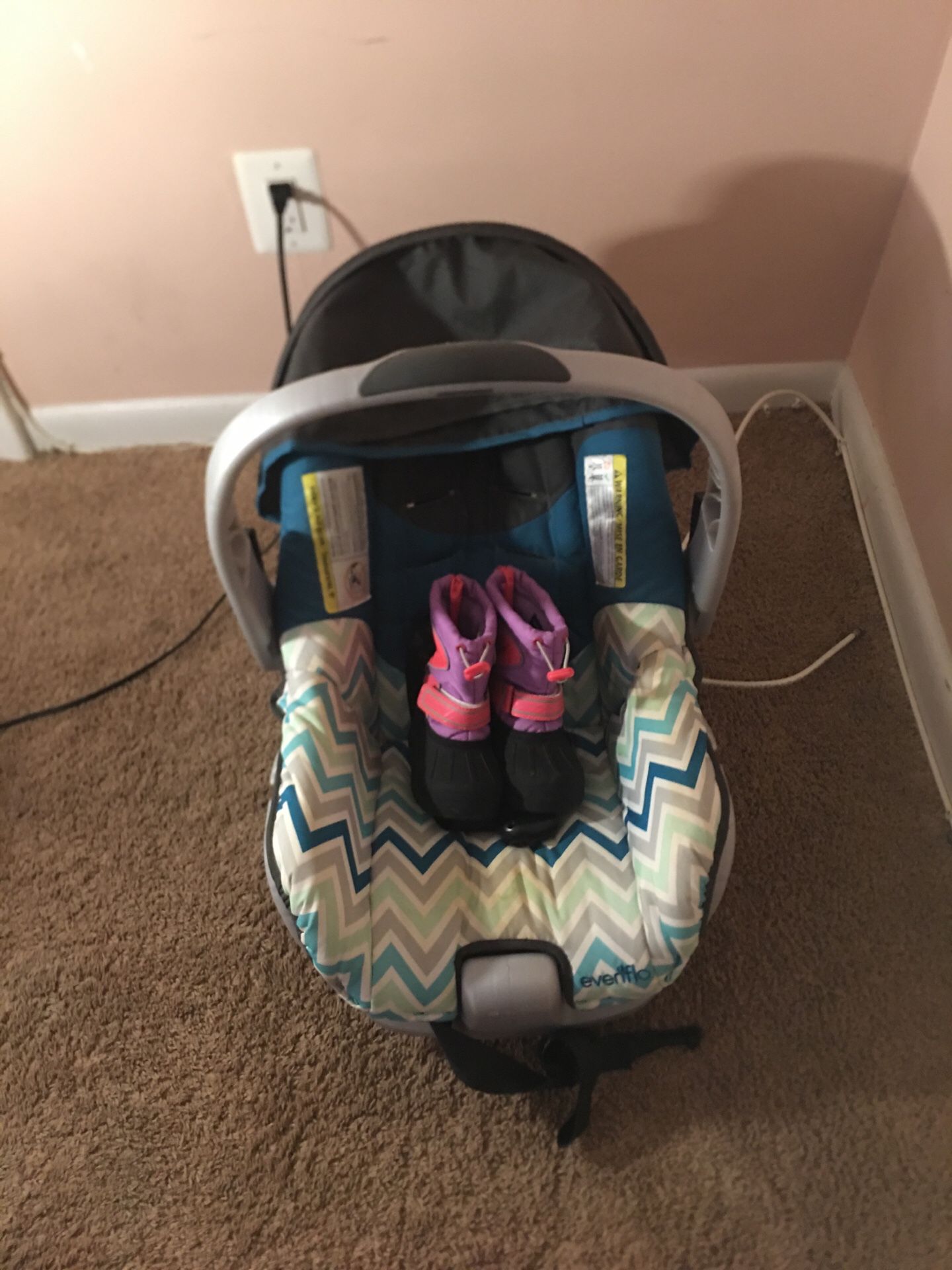 Evenflo Car Seat and Snow Boots
