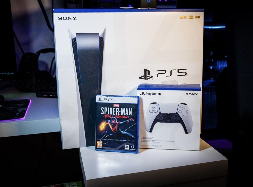 PlayStation 5 Bundle with PS5 Console, Bonus PS5 DualSense controller, PS5 Spiderman Ultimate Edition, and 1 month of PlayStation NOW