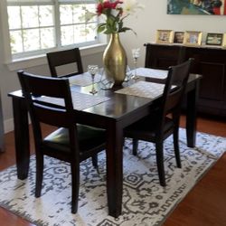Solid Wood Table & 4 Matching Dining Room Chairs