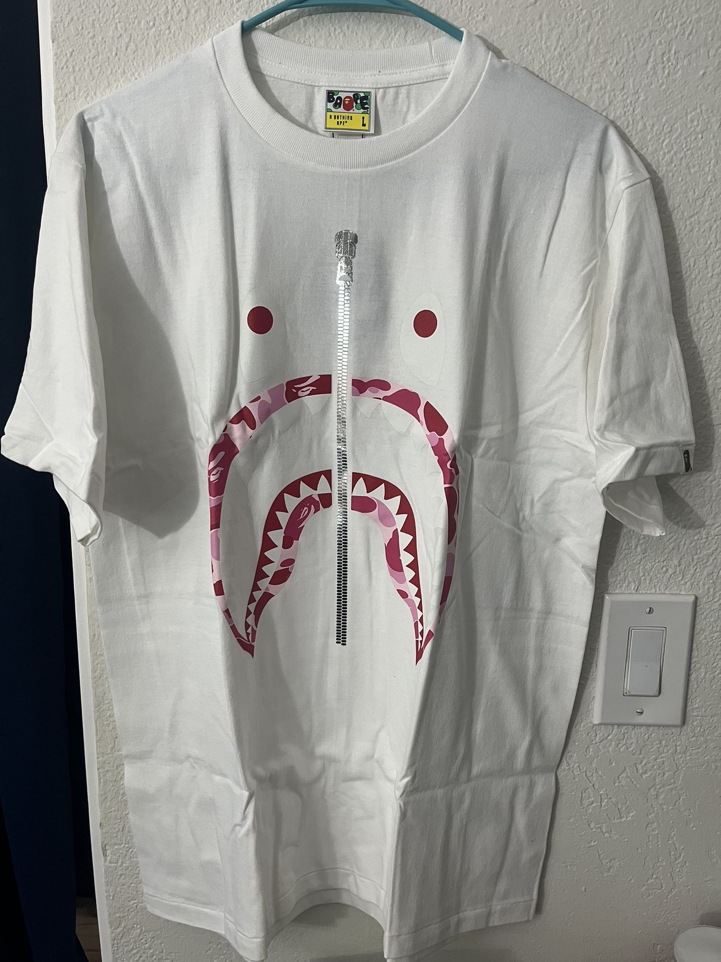 Bape A Bathing Ape ABC Camo Shark Silver Zip Tee Size L Large 1J - Main Image