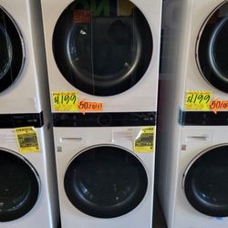 LG ThinQ WashTower Single Unit Front Load Washer 4.5 Cubic Feet  AND  Gas Dryer 7.4 Cubic Feet 5E9B