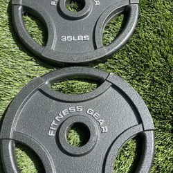 Pair Of 35 Lb Weight Plates With Large Handles