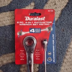 Duralast 2pc 4-in-1 Ratcheting Wrench Set Metric
