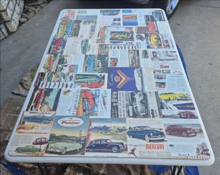 Rectangle shape table with customized cars 1940/50s from panorama city