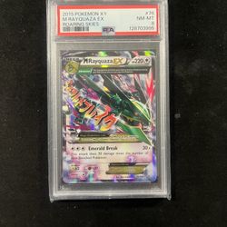 2015 Pokemon M Rayquaza XY Roaring Skies Holo Ultra Rare #76 PSA 8