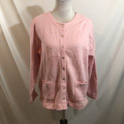 Classic Elements Pink Snap Front Jacket - Womens L, NWT, Bust 22.5”, Length 26”