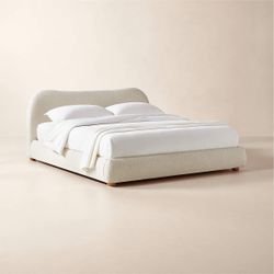 CB2 Diana White Boucle Upholstered King Bed