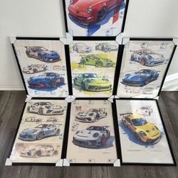 Porsche wall Art $35 each with frames