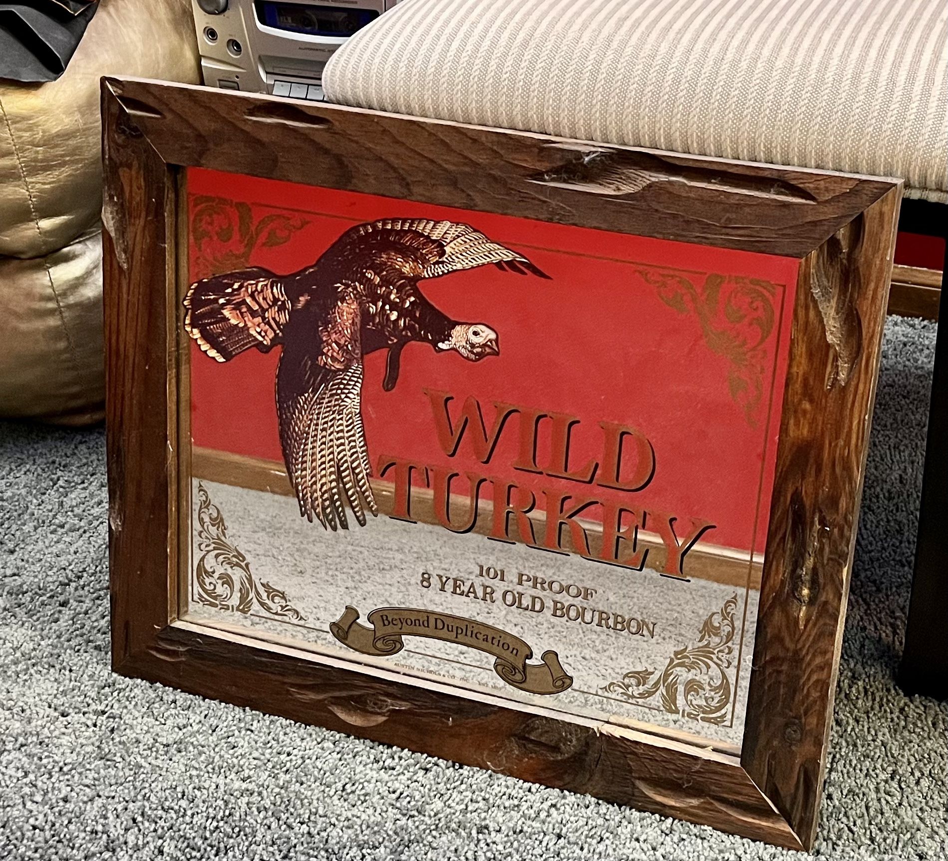 Vintage Wild Turkey Bourbon Bar Mirror