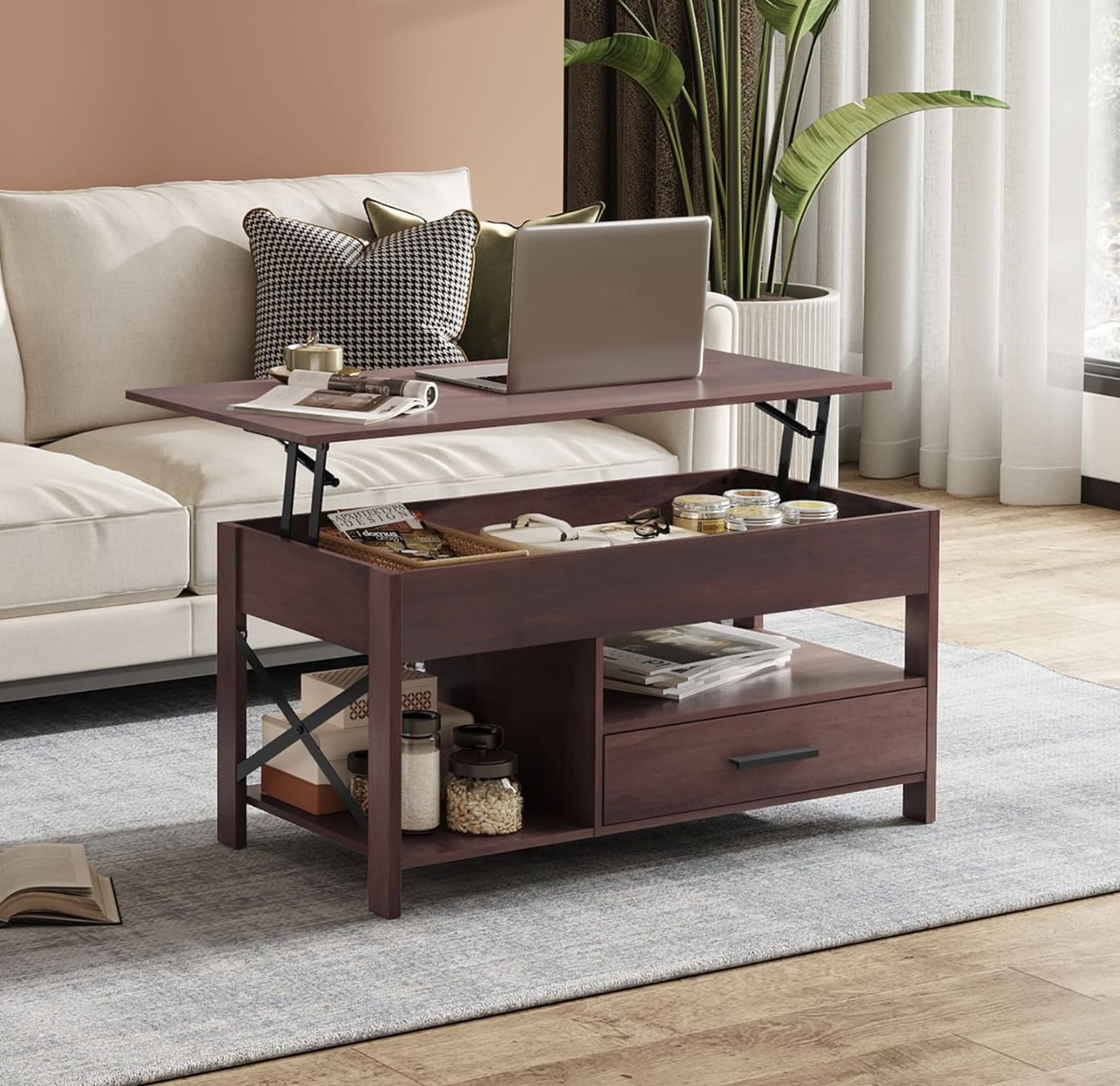 WLIVE Coffee Table, 39" Lift Top Coffee Table with Hidden Compartment