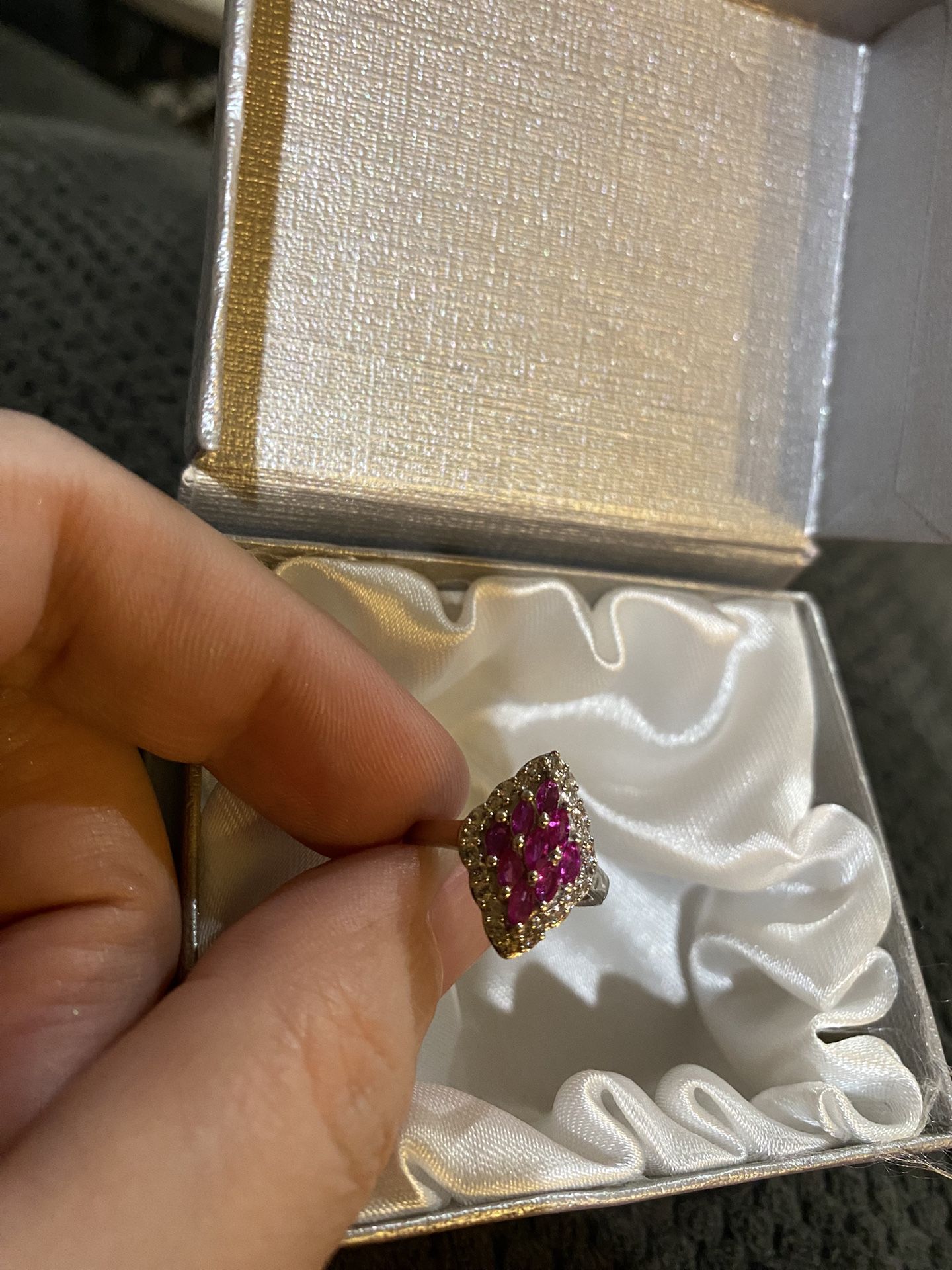 Genuine Ruby Silver Ring – Size 6 – New