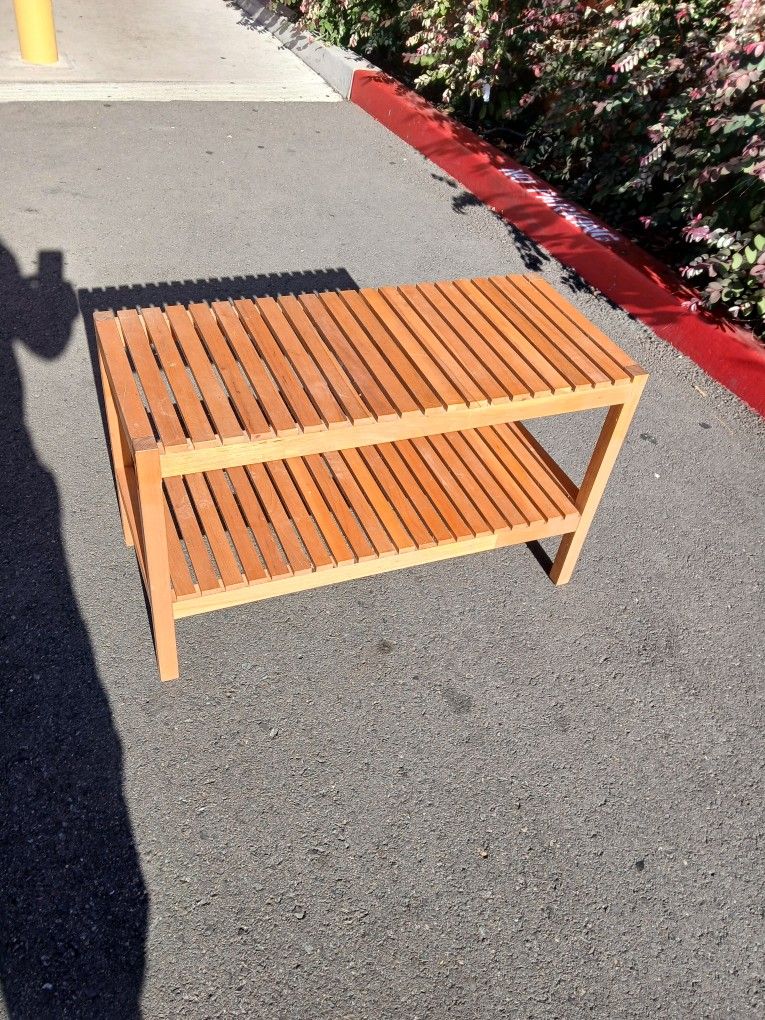 SOLID TEAK SMALL TEAK TABLE OR SHELF AVAILABLE NOW!