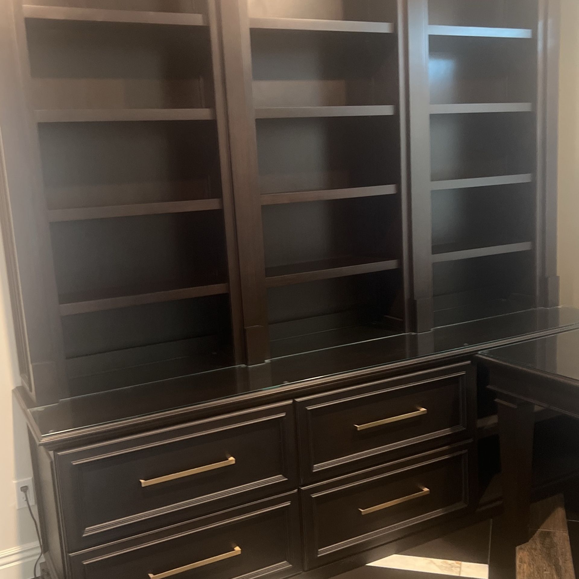 Maple Hutch and Desk Custom Made With tempered glass