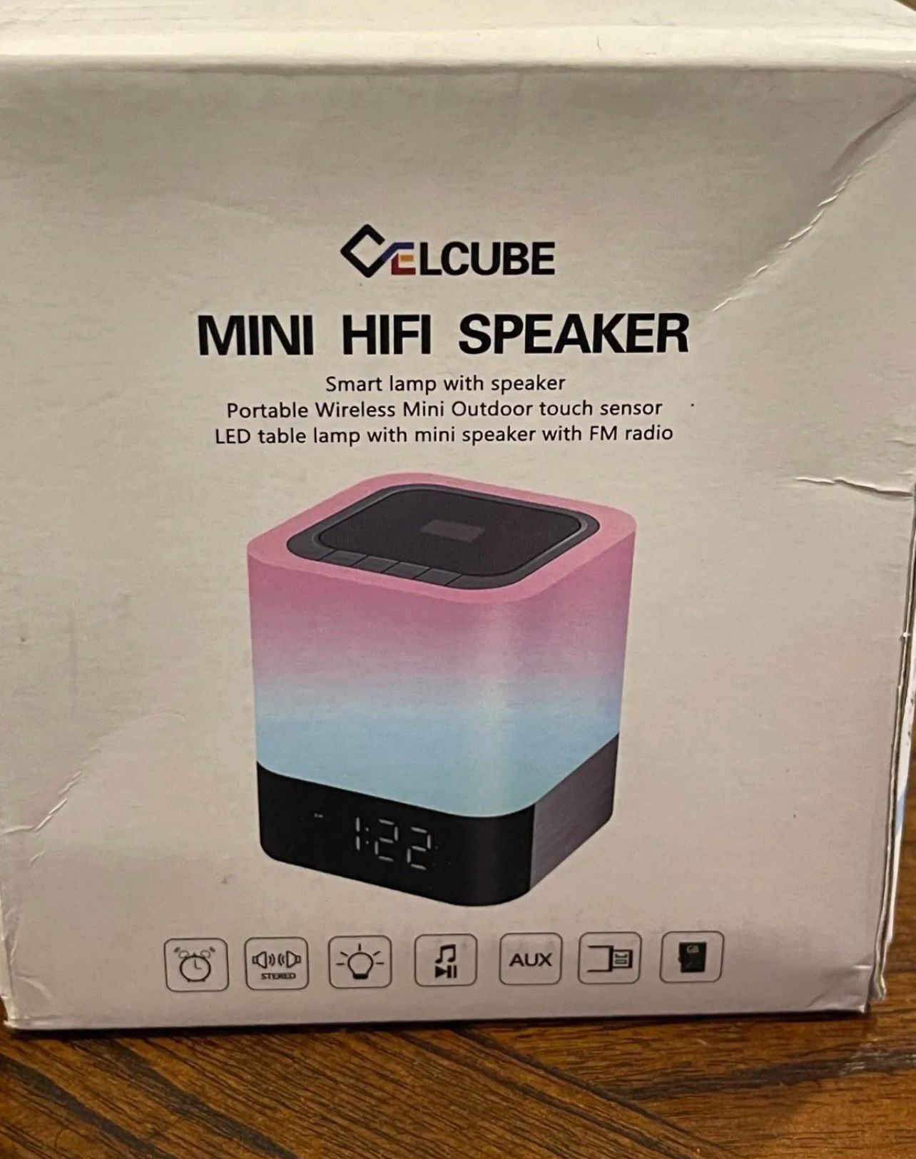Celcube Mini hifi Alarm Clock Bluetooth Speaker Night Light Color Changing Touch
