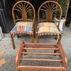 Bamboo Chairs And Ottoman