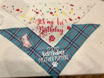 BRAND NEW Puppy/Dog BIRTHDAY Bandana’s & Candle
