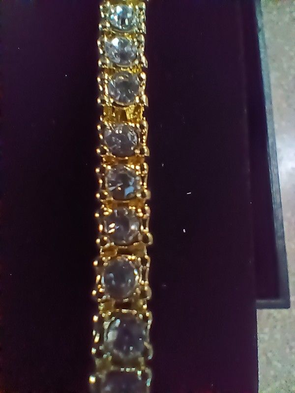 22 inch 14k gold plated tennis chain 1 row CZ ICED OUT