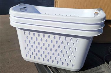 Sterilite Extra Large 2.7 Bushel Plastic Laundry Basket with 2 Carry Handles, White
