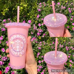 New Pink Starbucks Rhinestoned Cup