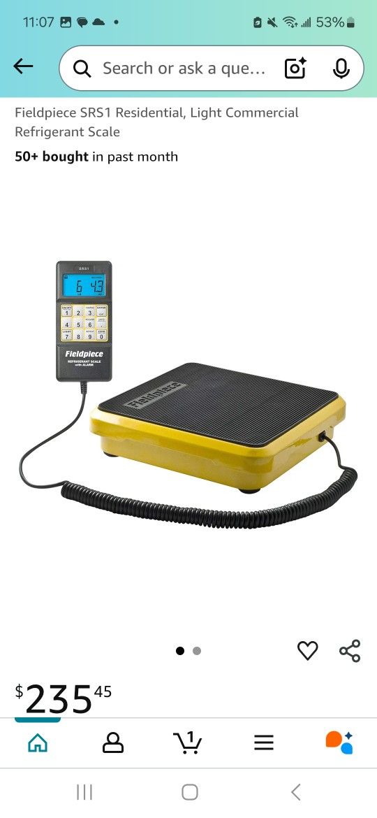 Fieldpiece SRS1 Residential, Light Commercial Refrigerant Scale.