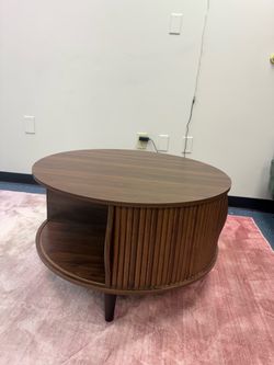 Mid-Century Modern Round Wood Coffee Table