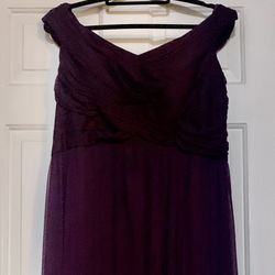 Plum Off The Shoulder Full Length Formal Dress