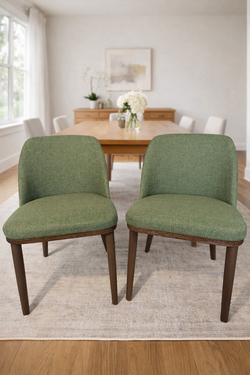 Upholstered Dining Chairs with Back, Set of 2 Fabric Side Chairs - seafoam green