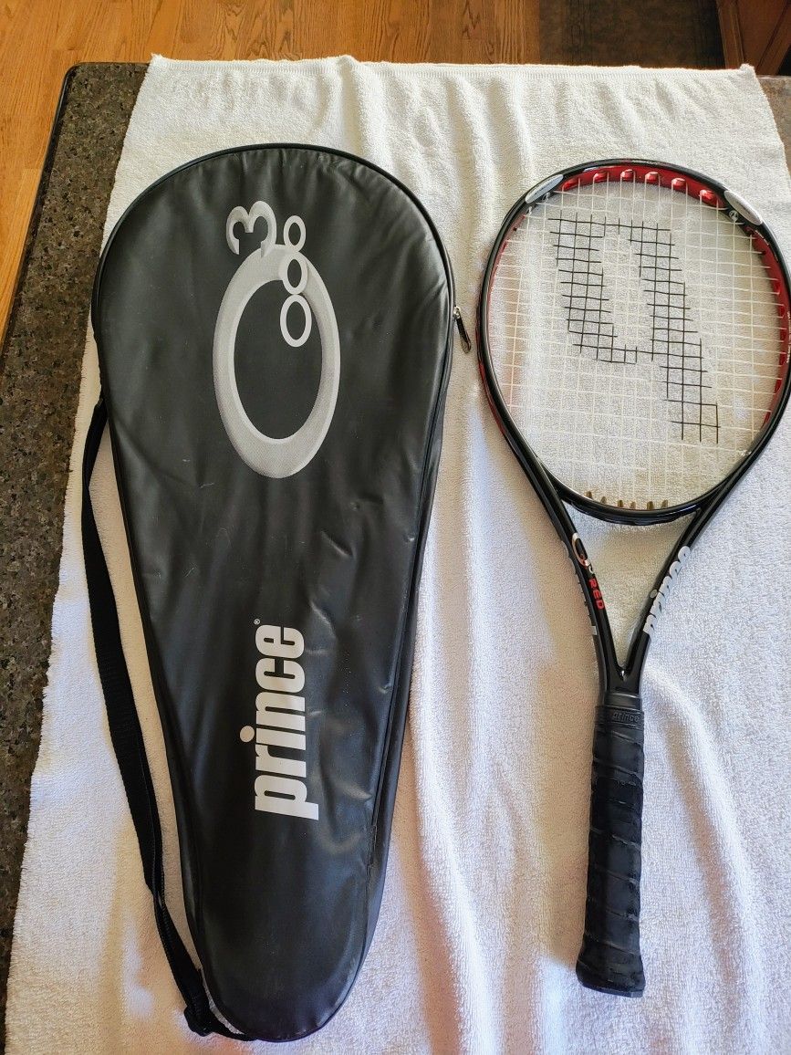 Prince O3 Red Midplus Tennis Racket and Bag