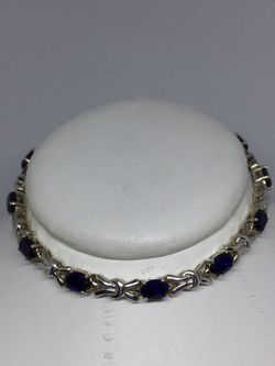 925 Sterling Silver Dark Blue Sapphire Bracelet