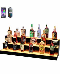 MESAlLUP 40 Inch 3 Tier Lighted Liquor Bottle Display Shelf, LED Bar Shelves with APP or Remote Control, Mulit Color Lighting for Home Mini Bars Decor