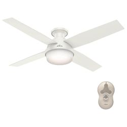 3) Hunter Ceiling Fan Dempsey 52 in. Fresh White Low Profile Indoor Ceiling Fan and Handheld Remote