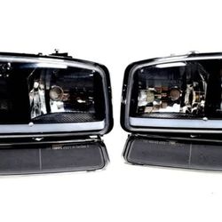HEADLIGHTS FOR 99-07 GMC SIERRA/YUKON LED DRL BLACK CLEAR