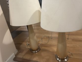 Two off-white table lamps very nice condition