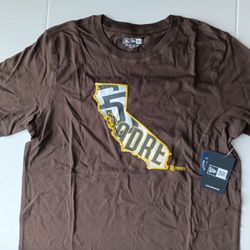 Size M San Diego Padres New Era Men's City Connect California State Tee Brown - Logo Embroidered