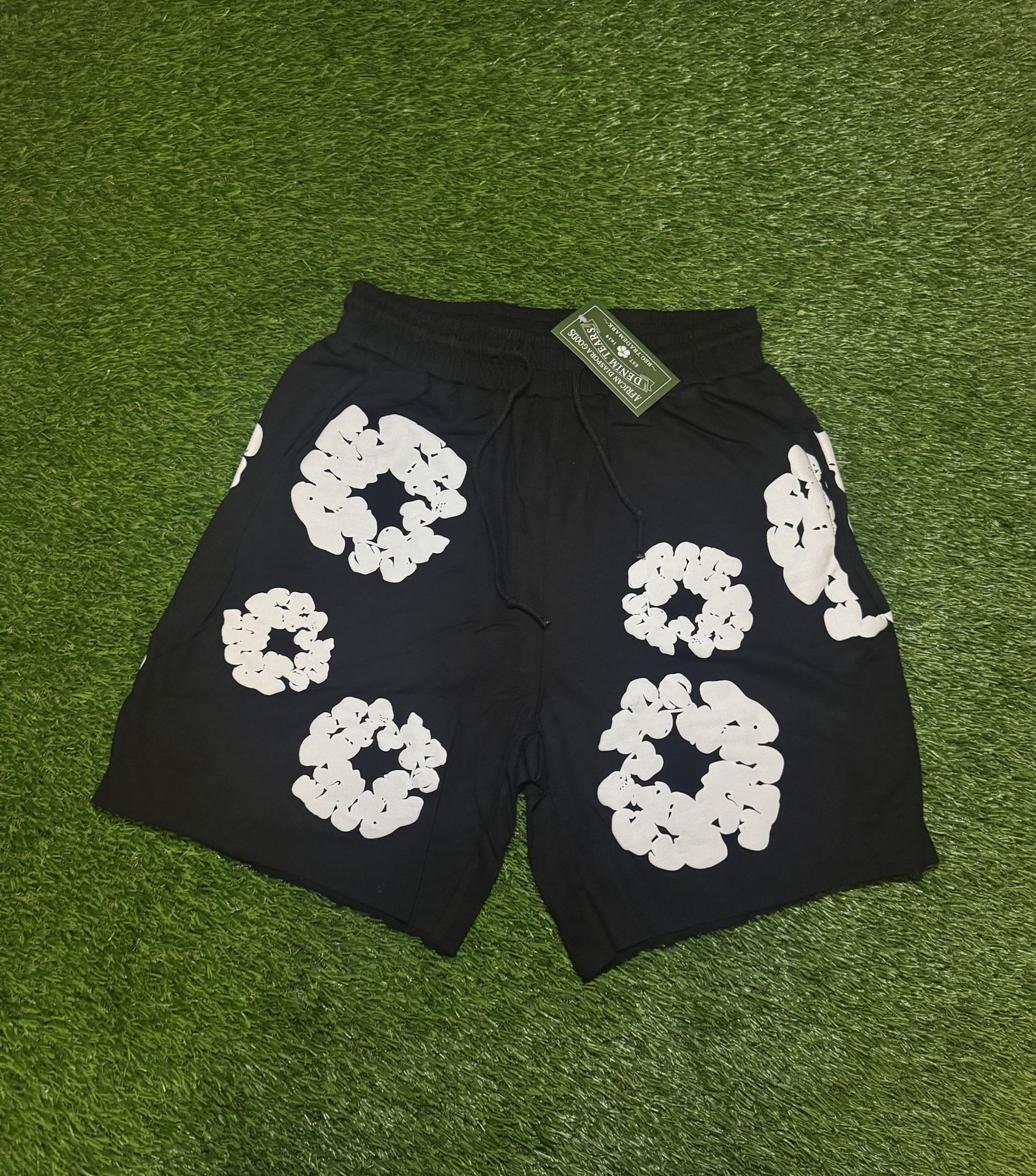 Black Denim Tear Shorts