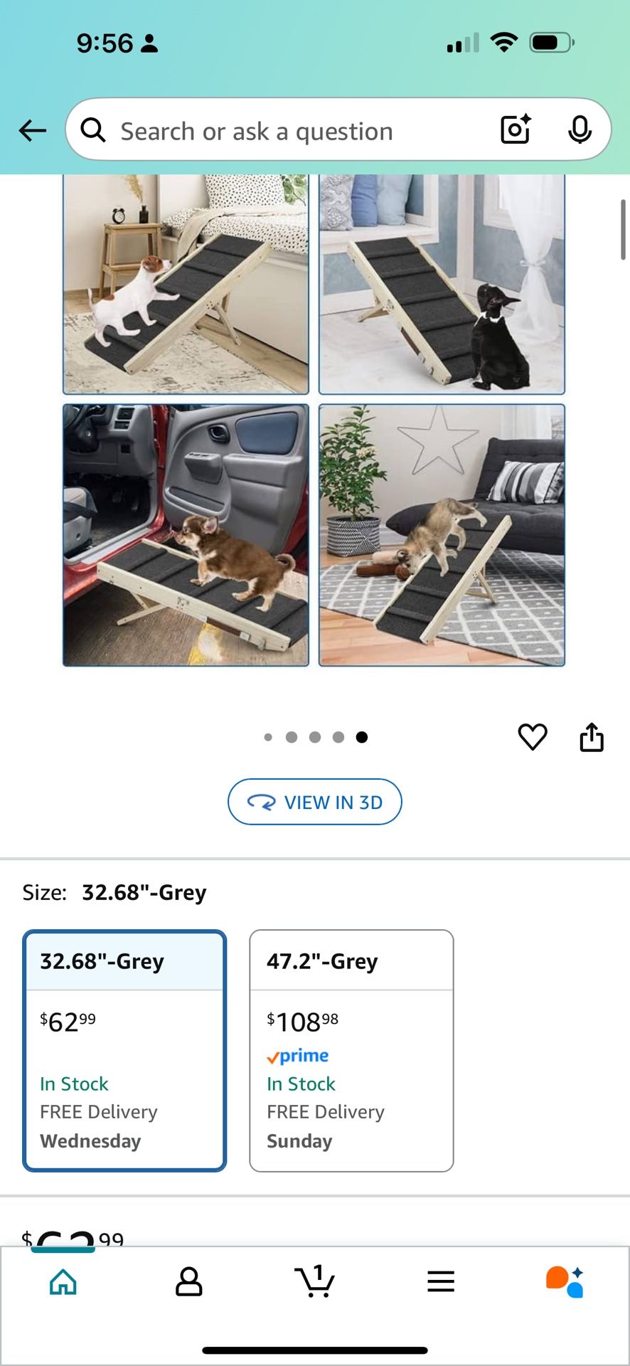 Adjustable Dog Ramp, Wooden Folding Portable Pet Ramp,Rated for 30 LBS, 32.6" Long and Adjustable from 10" to 19" with Non-Slip Traction Mat, Dog Step